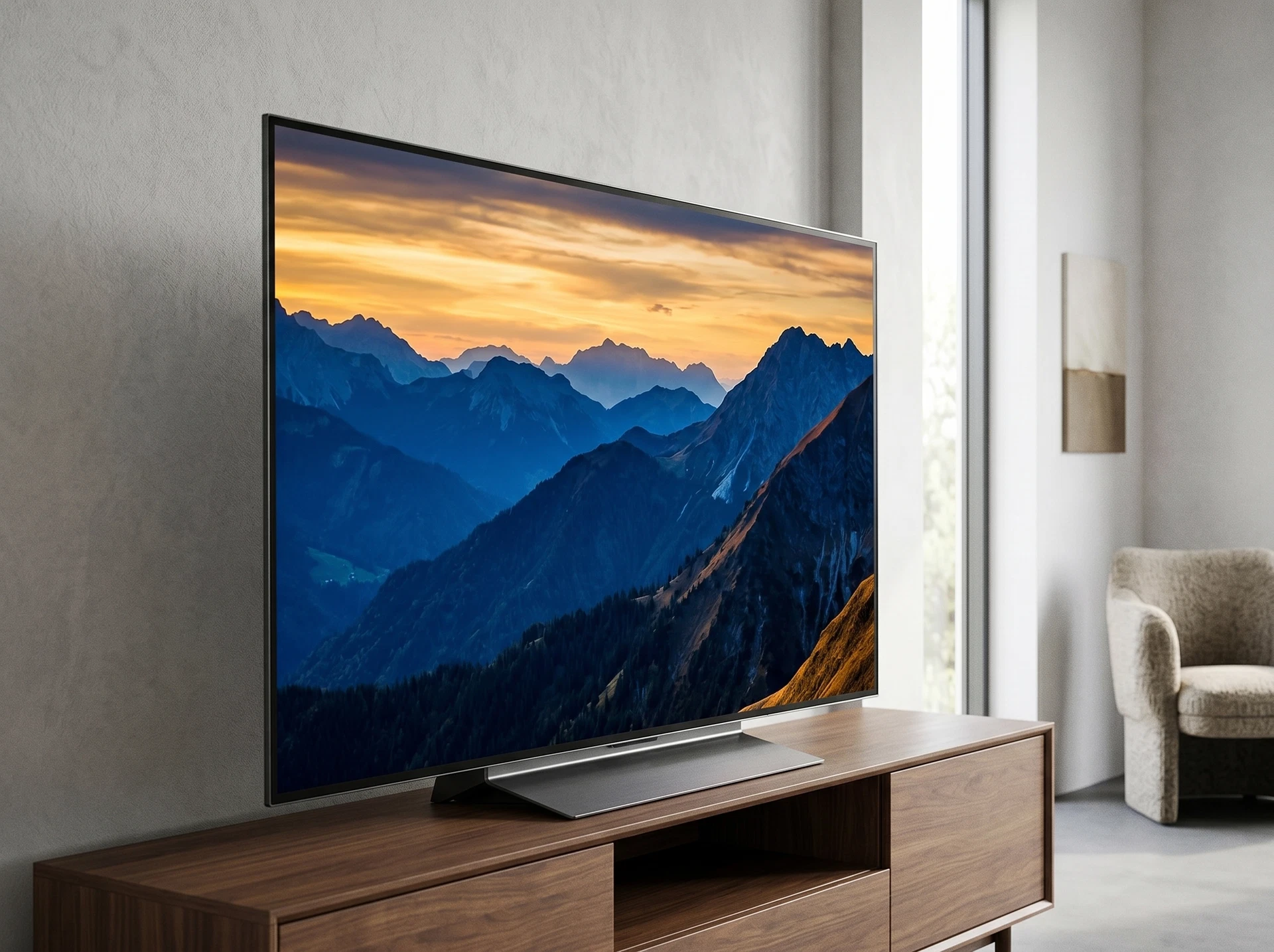 LG OLED55C6RLA 55 дюймов в интерьере гостиной — OLED evo телевизор в тёмной комнате