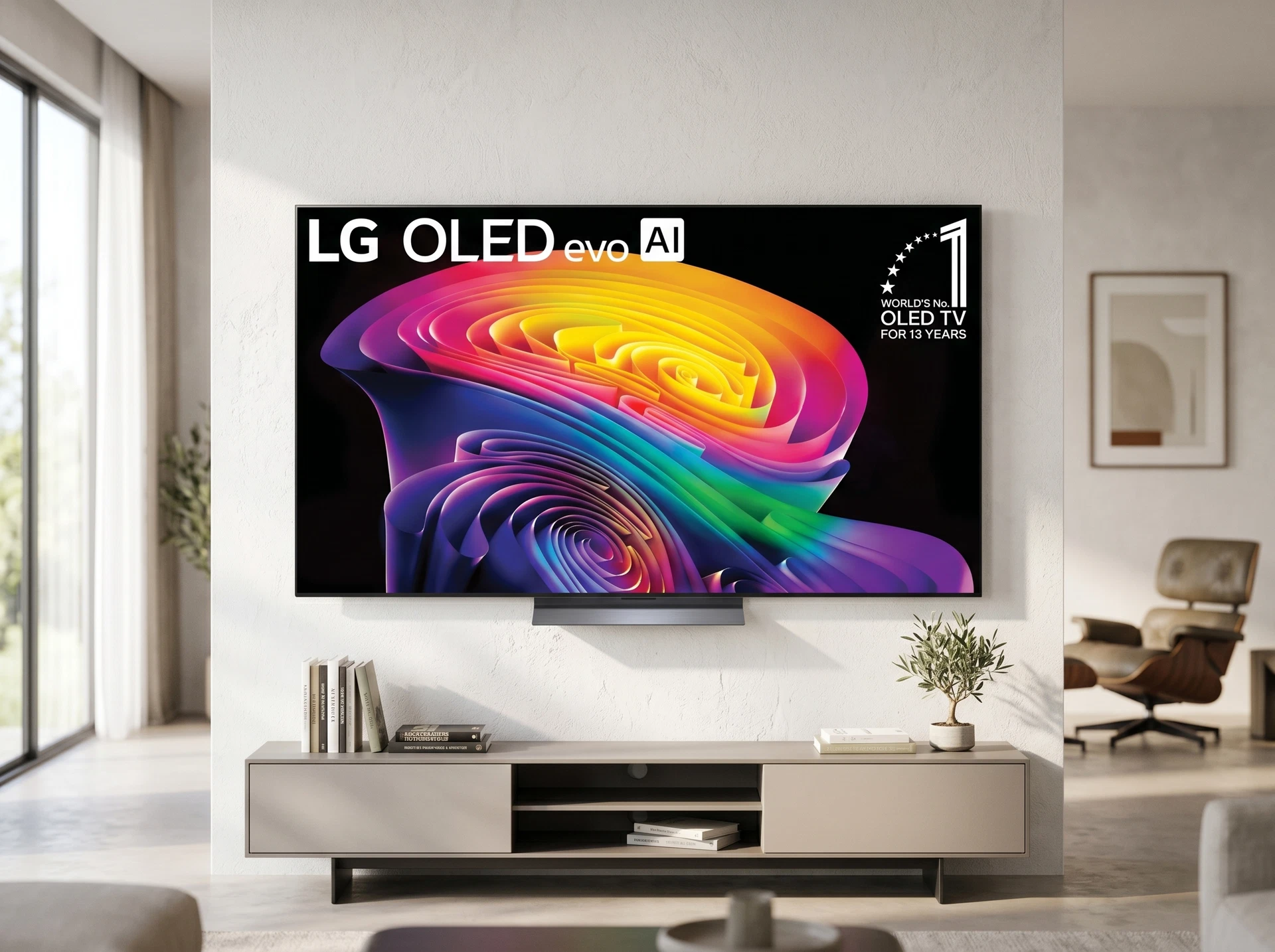 LG OLED65C6RLA 65 дюймов в интерьере гостиной — OLED панель в условиях реальной комнаты