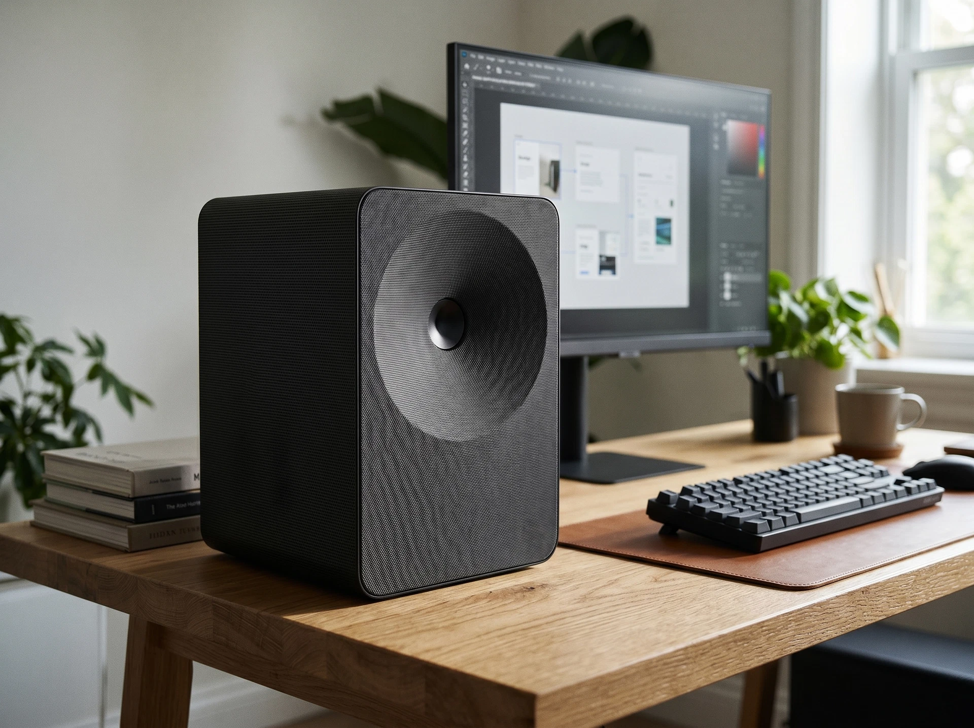 Samsung HW-LS70H в интерьере гостиной &mdash; саундбар под телевизором с Dolby Atmos